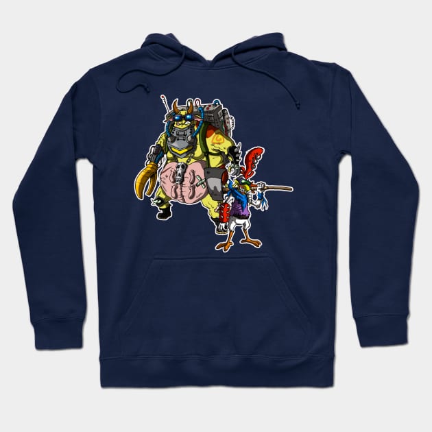 cow and chicken postapocalypse Hoodie by mauchofett